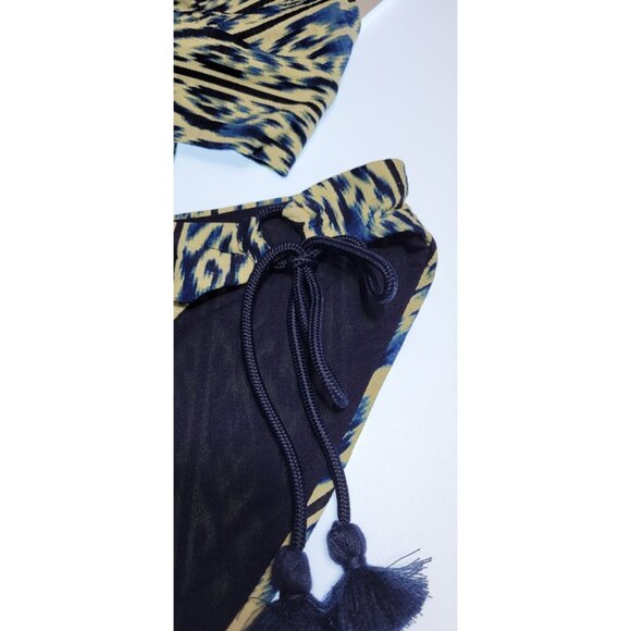 Robin Piccone Bikini Swim Top M Color Navy Blue Bottom Mid Rise Sz M - Picture 2 of 8